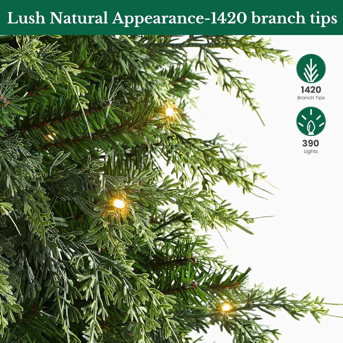 shareconn 7ft prelit artificial cypress christmas tree, dual, package contents