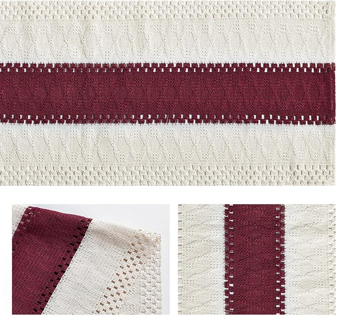 Artoid Mode Red Farmhouse Rustic Table Runner, Seasonal Holiday Hollow Kitchen Dining Table Decoration for Home Party Decor 12x60 Inch