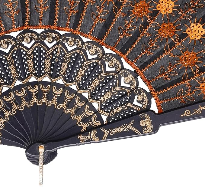 QIRMIZI 30 Pack Fabric Folding Handheld Fans, Perfect for Weddings, Parties, and Dancing,Orange