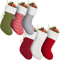 Mostop Christmas Stockings, 6 Pack Cable Knitted Xmas Stockings with Pompom for Xmas Holiday Decor