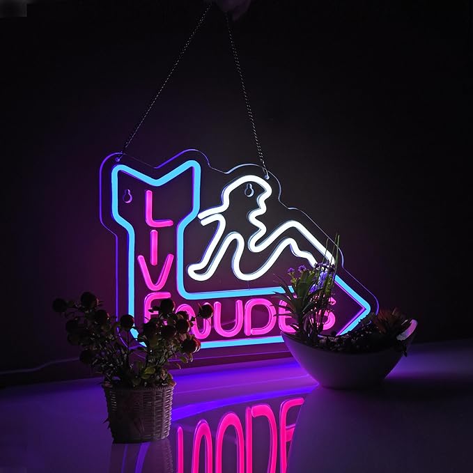 Neon Sign for Wall Décor LED Live Batchroom Changing Room Restroom Neon Lights Girls Art Signs with Dimmer for Man Cave Beer Bar Home Bedroom Hotel Pub Room Decor