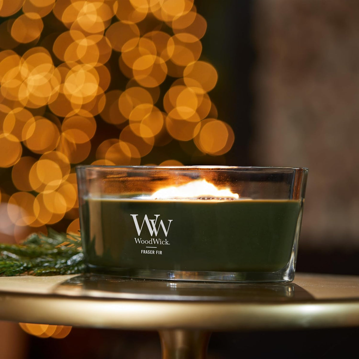 WoodWick Fraser Fir Scented Candle, Crackling Wick, 16oz