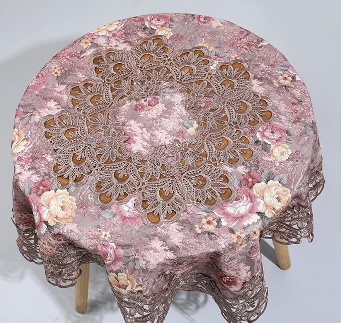 vctops Damask Lace Patchwork Tablecloth Luxury Square Small Table Cover Elegant Floral Embroidered Lace Table Cloth for Party Kitchen Dinning Picnic Decoration (Type F,32"x32")