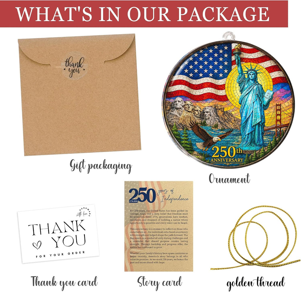 250 Anniversary USA Ornament, 2D Acrylic America Merchandise 250, Christmas in July Decorations, Christmas Decorations, USA 250th Anniversary, USA 250th Birthday Gifts