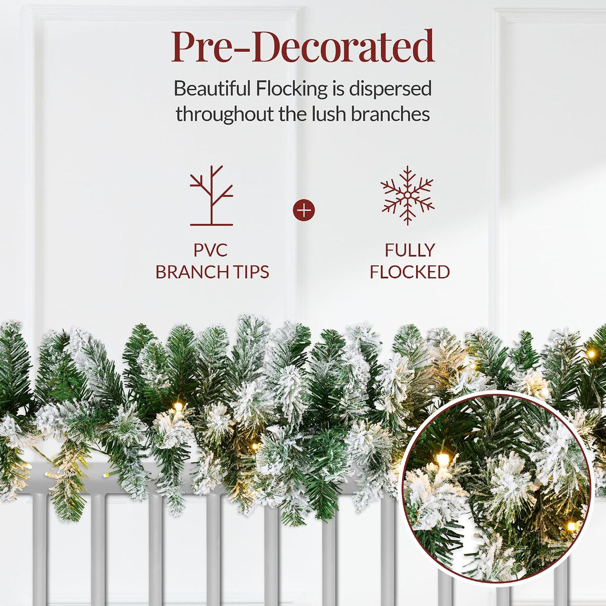 best choice products 9ft pre-lit christmas garland holiday, package contents