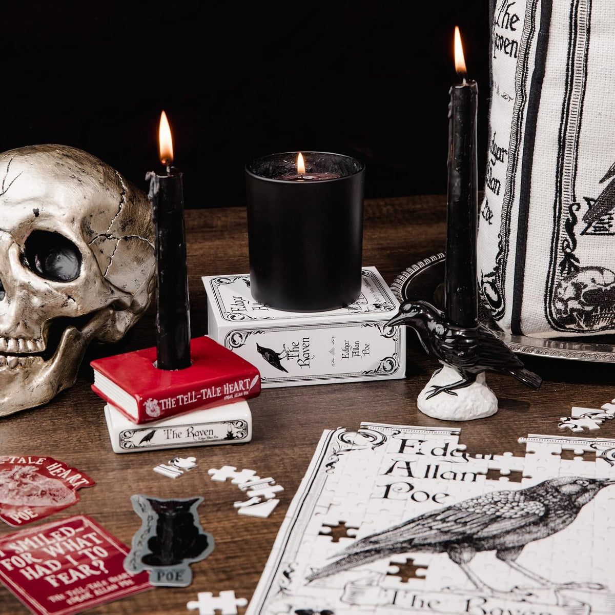 Steel Mill & Co. Ceramic Tapered Candle Holder Set of 2, The Raven