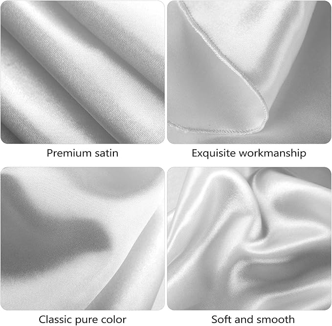 Ruisita 120 Inches Round Satin Tablecloths Silver Overlay Round Satin Table Cover Bright Silk Tablecloth Smooth Fabric Tablecloth for Wedding Banquet Table Decoration