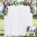 10 ft × 10 ft White Backdrop Curtain for Wedding Decor Holiday Party - White Wedding Backdrop Polyester Photography Backdrop Drapes Baby Shower Birthday Privacy Sliding Curtains Home Decor, 2 Panels
