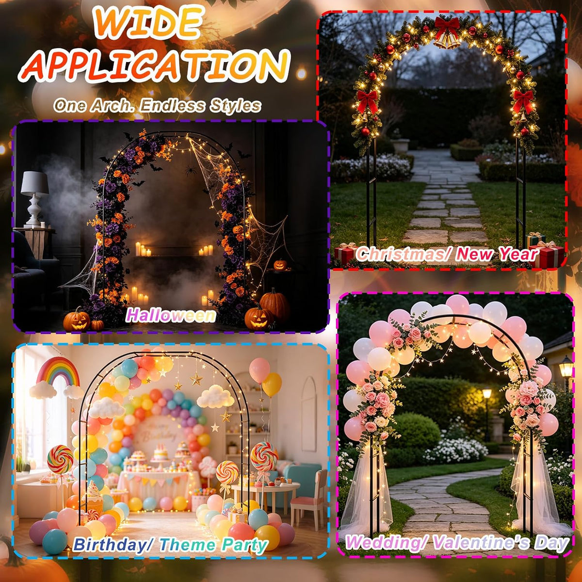 Metal Fall Thanksgiving Archway Outdoor Decoration, Arch Balloon Leaf Light