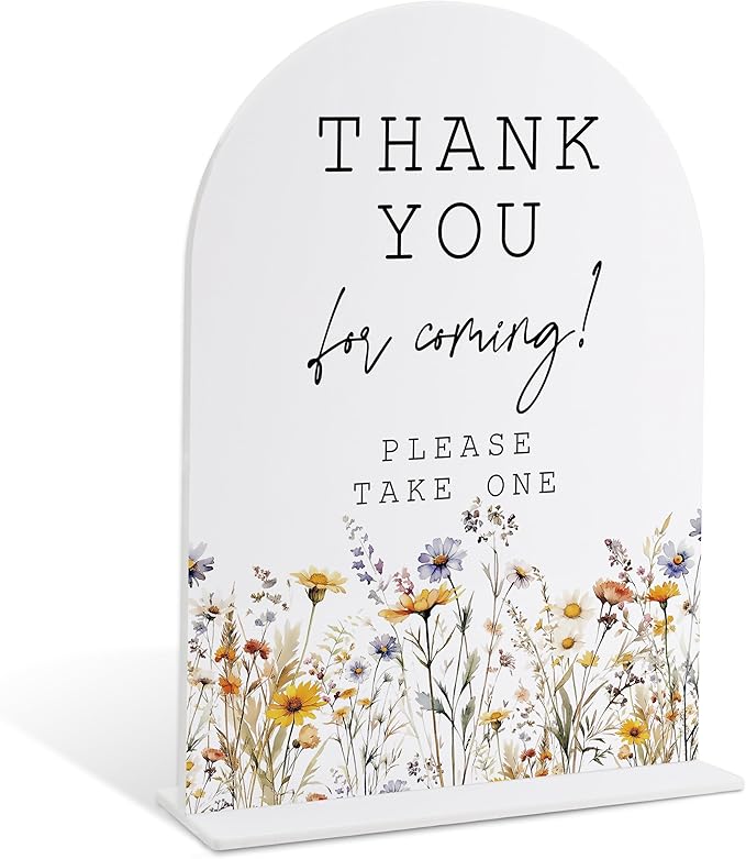Wedding Signs for Ceremony and Reception, Boho Floral Acrylic Thank You for Coming Sign, Wedding Signage with Stand, Bridal Shower Table Centerpieces, Thank You Party Favors for Engagement Party, 26