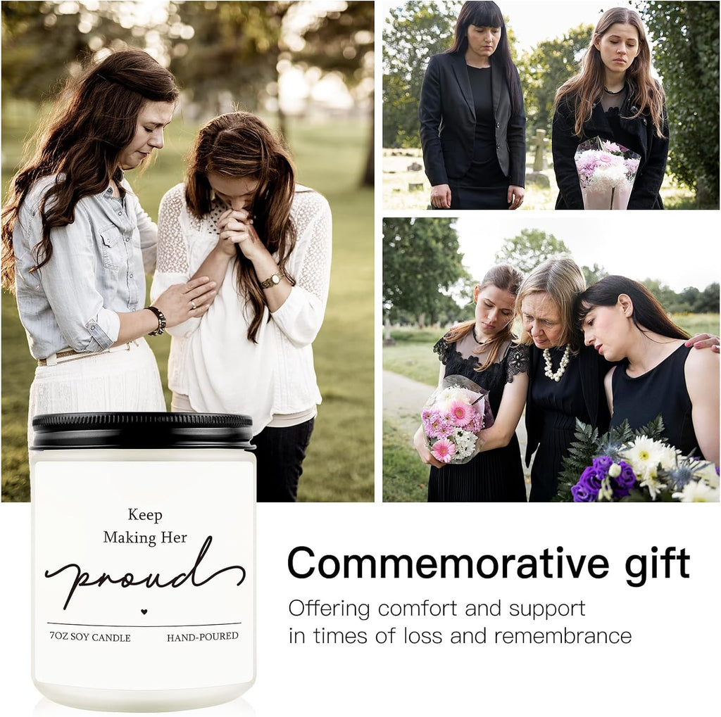 Sympathy Gifts for Loss of Loved One, 7OZ Lavender Scent Soy Wax Candle | Keep Making Her Proud Memorial Bereavement Candle Gifts, Remembrance Gift for Loss of Mom, Grandma, Sister, Wife