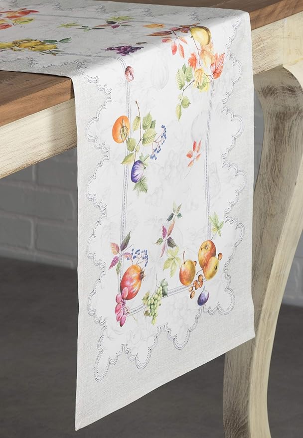 Maison d' Hermine Table Runner 100% Cotton Single Layer Table Runners 60 inches Long for Thanksgiving Christmas Decorations Home Kitchen Dining Party Wedding (Fruit D'Hiver, 14.5" x 60")