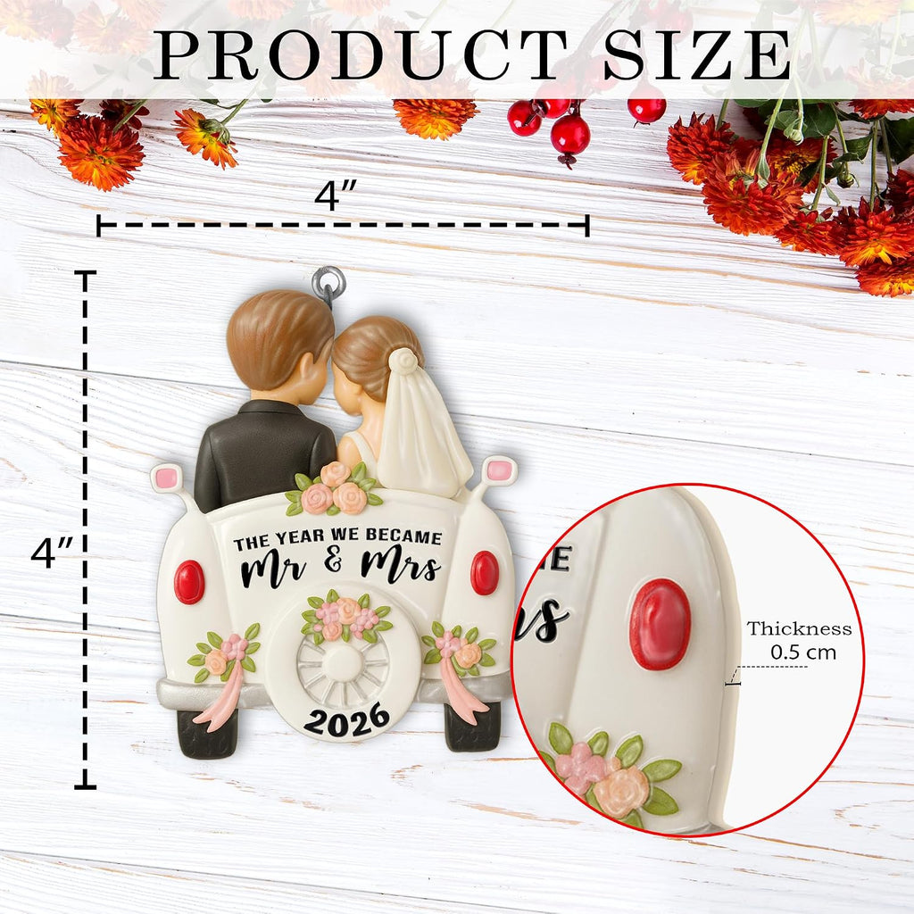 Wedding Ornament 2026 – The Year We Became Mr and Mrs 2026 – First Christmas Married Ornament – Bride and Groom Car Keepsake – Gift for Newlyweds, Couples, Husband and Wife
