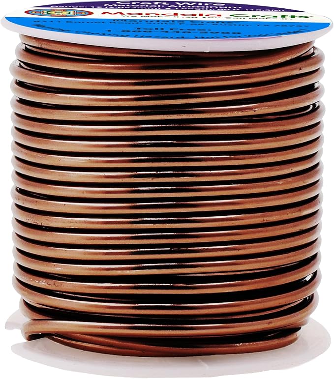 Mandala Crafts 12 Gauge Anodized Aluminum Craft Wire for Jewelry Making - 60 FT Colored Flexible Brown Wire - Bendable for Bonsai Armature Crafting Sculpting