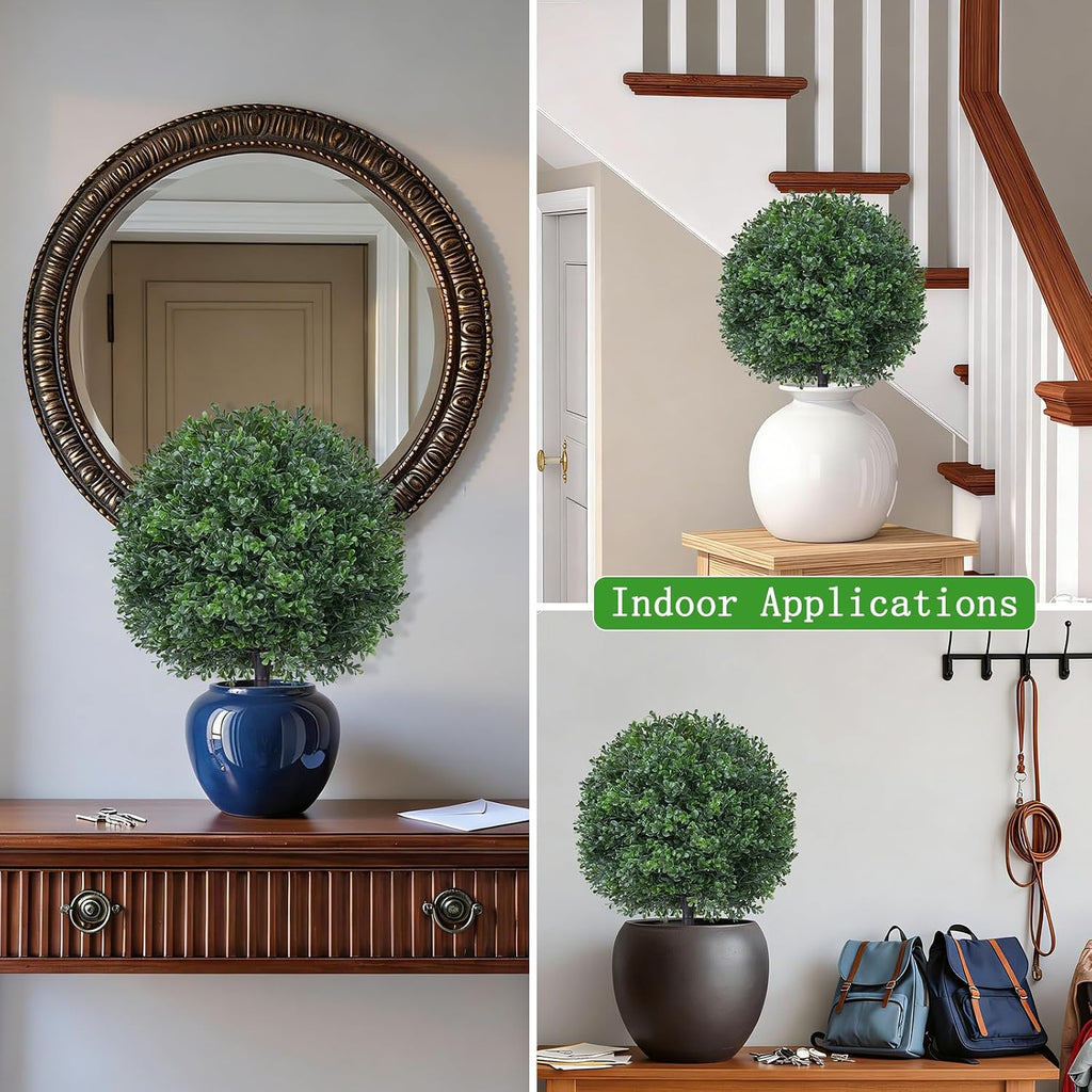 yangrass 2pcs 24" artificial boxwood topiary ball trees, package contents