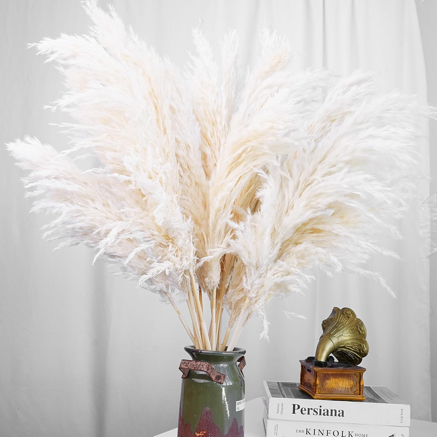 60 PCS Boho Decor, Fluffy Pompas Grass, Natural Dry Pampas Grass Small, Short Pampass Bulk for Boho Room Decor, Coffee Table Decor (17 inch )
