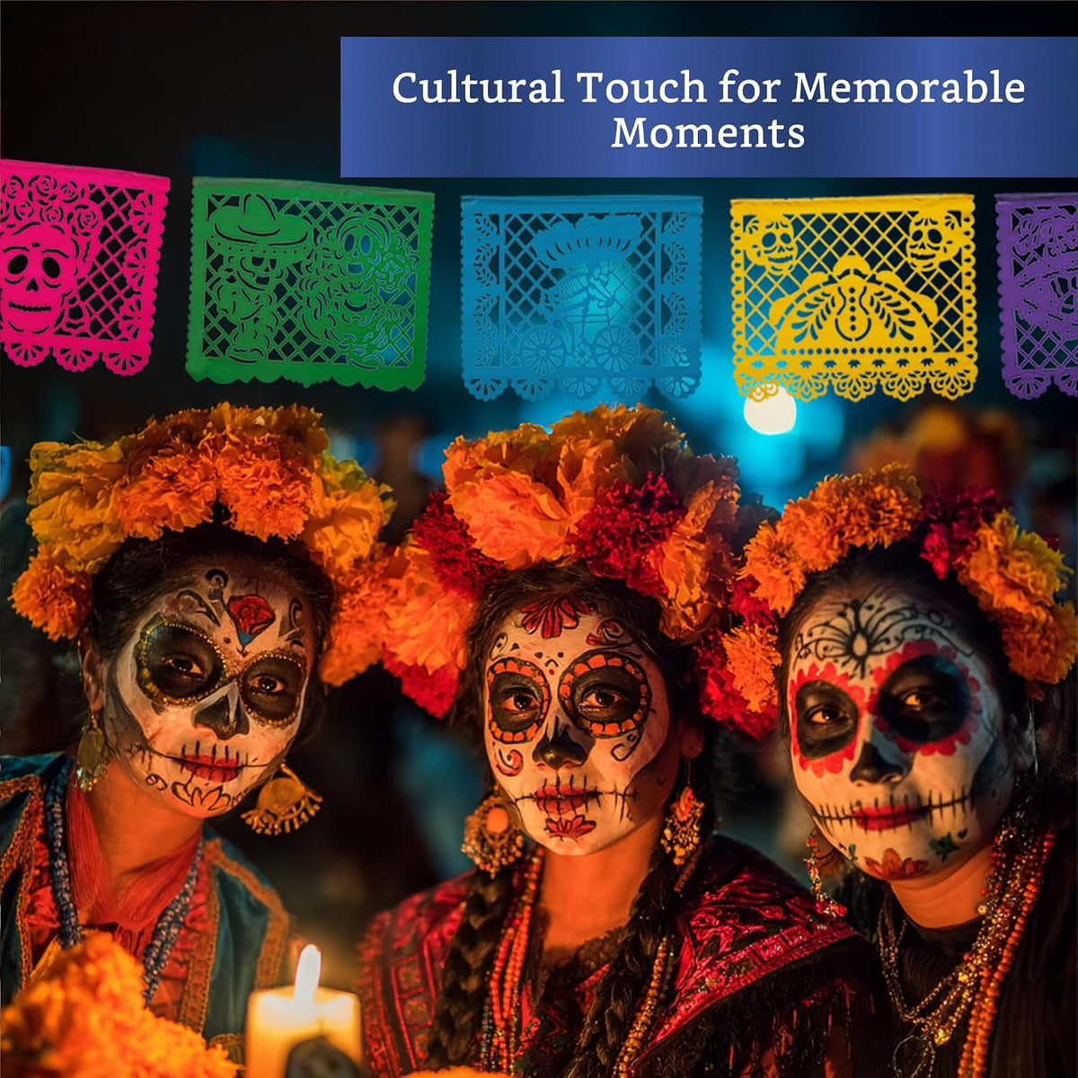 Papel Picado Dia de Los Muertos 5-pk - Day of the Dead Banners Decor