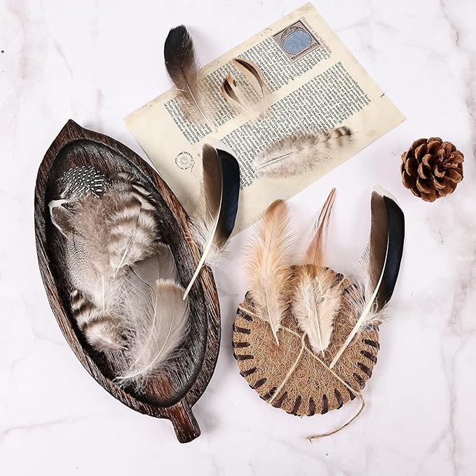 MAOFENG 270pcs 9 Styles Natural Bulk Feathers Assorted Mixed Feathers for DIY Crafts Dream Catcher Wedding Hair Hats Decoration, Guinea Fowl Feathers