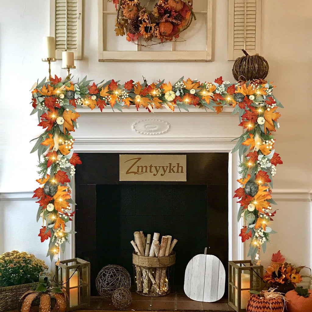 realistic fall garland for mantle 6 ft fall, package contents