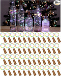 Hortsun 60 Pack Wine Bottle Lights with Cork Fairy Mini String Lights Battery Operated Mini Waterproof 7 ft Silver Wire 20 Led Cork Shape for Christmas, DIY, Party, Decor, Wedding, Bar (Multicolor)