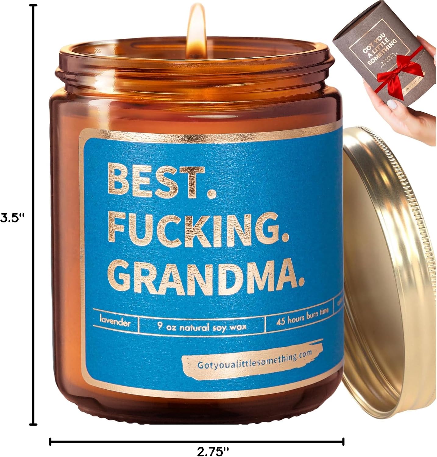 Best Grandma Ever Candle - Funny Grandma Gifts from Grandkids - Lavender Vanilla Soy Candle - Grandma Birthday & Christmas Gift Idea for Grandma from Granddaughter, Grandson or Grandkids