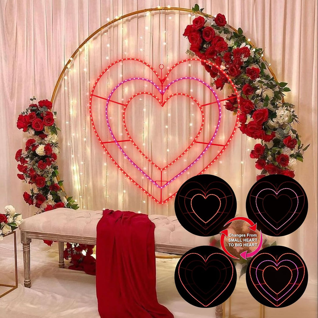 LAMPHOME Valentine Lights Outdoor 37.4 Inch 252LED Waterproof Red and Pink Heart Light Valentine‘s Day Decorations for Outdoor Garden Yard Valentine‘s Day Interior Decoration