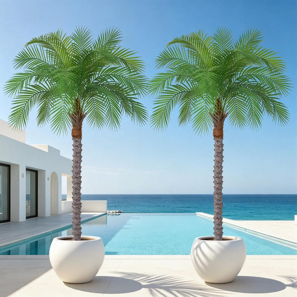 6ft artificial phoenix palm tree, faux coconut silk, front angle view
