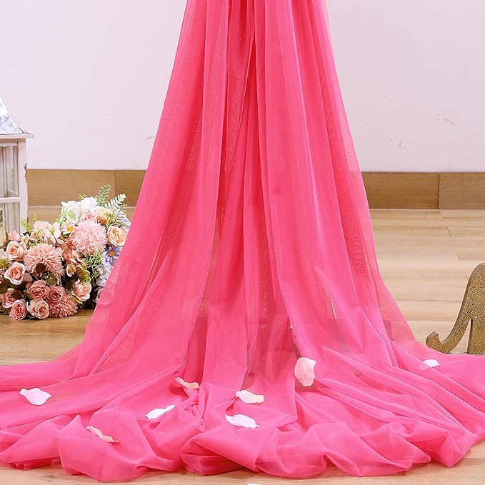 Hot Pink Tulle Backdrop Curtain for Parties 10ft x 10ft Fuchsia Sheer Backdrop Curtains for Baby Shower Birthday Wedding Bridal Shower Photo Shoot Photography Background Decoration 2 Panels 5ft x 10ft