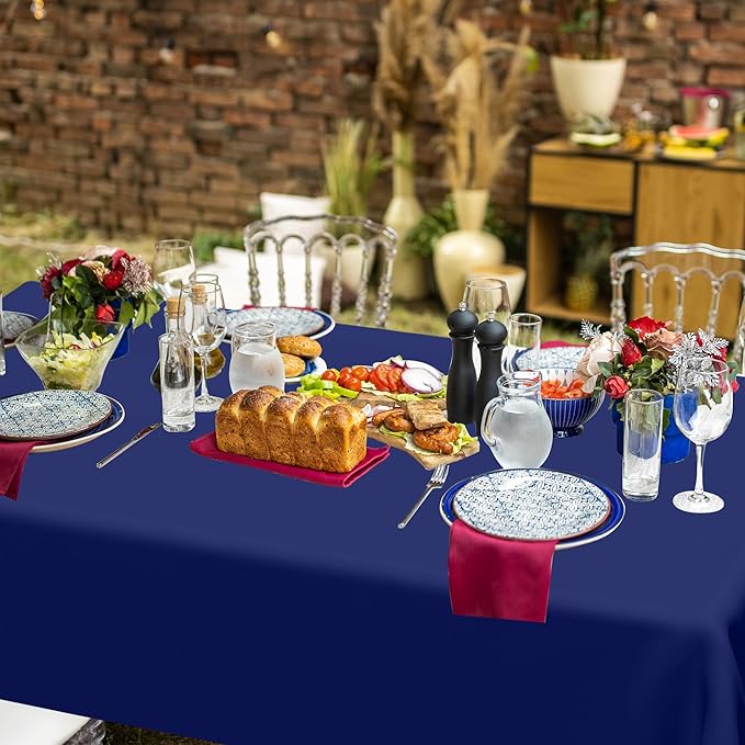 QZYL 12 PCS Navy Plastic Tablecloths, 54 in x 108 in Dinner Table Cloths, Rectangle Table Cover for Birthday Party Family Gathering Wedding