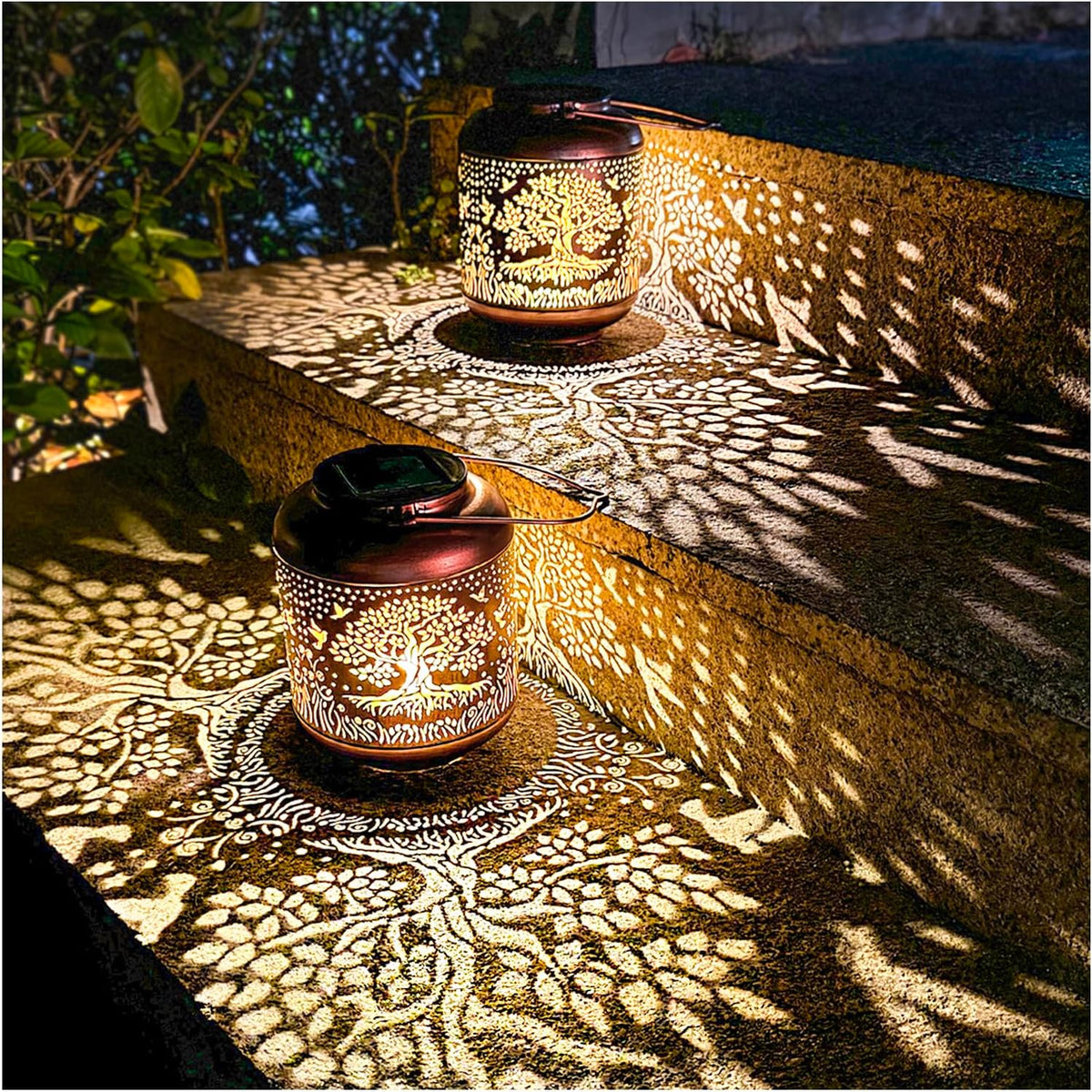 tree of life outdoor solar hanging lanterns waterproof, main product view