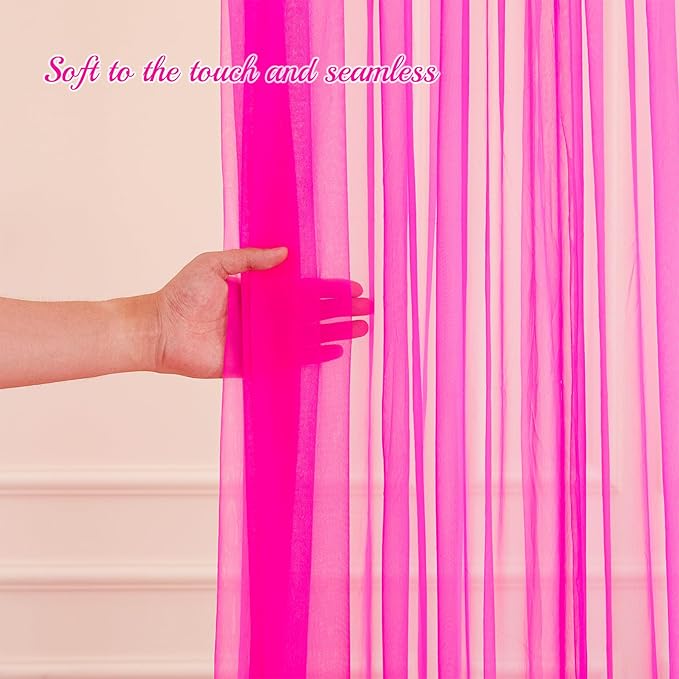 10x10ft Hot Pink Tulle Backdrop Curtain for Parites, Sheer Backdrop Curtains for Wedding Baby Shower Birthday Party Photo Shoot Decorations