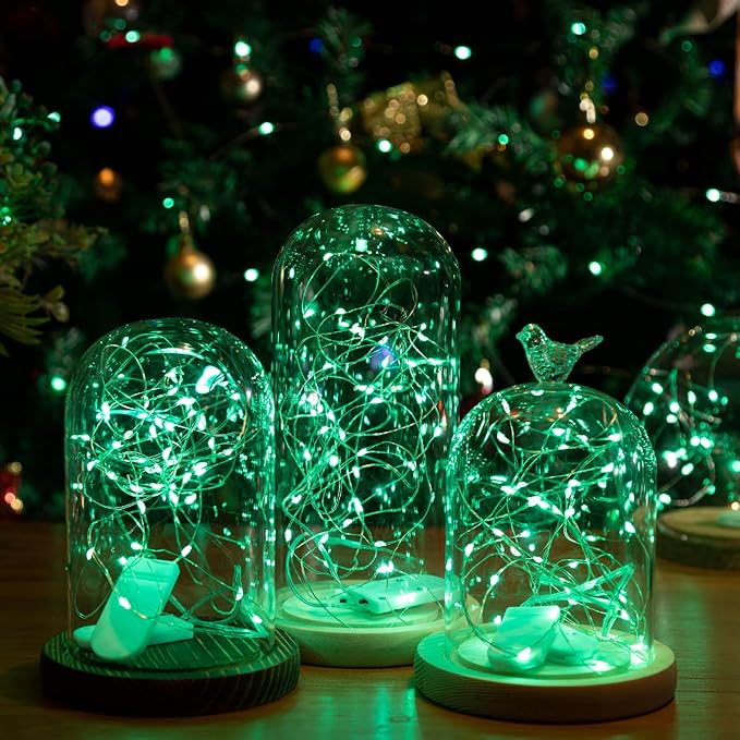HXWEIYE 12 Pack 7ft 20LED Green Fairy Lights Battery Operated for Mason Jar DIY Wedding Party Bedroom Patio Christmas Décor