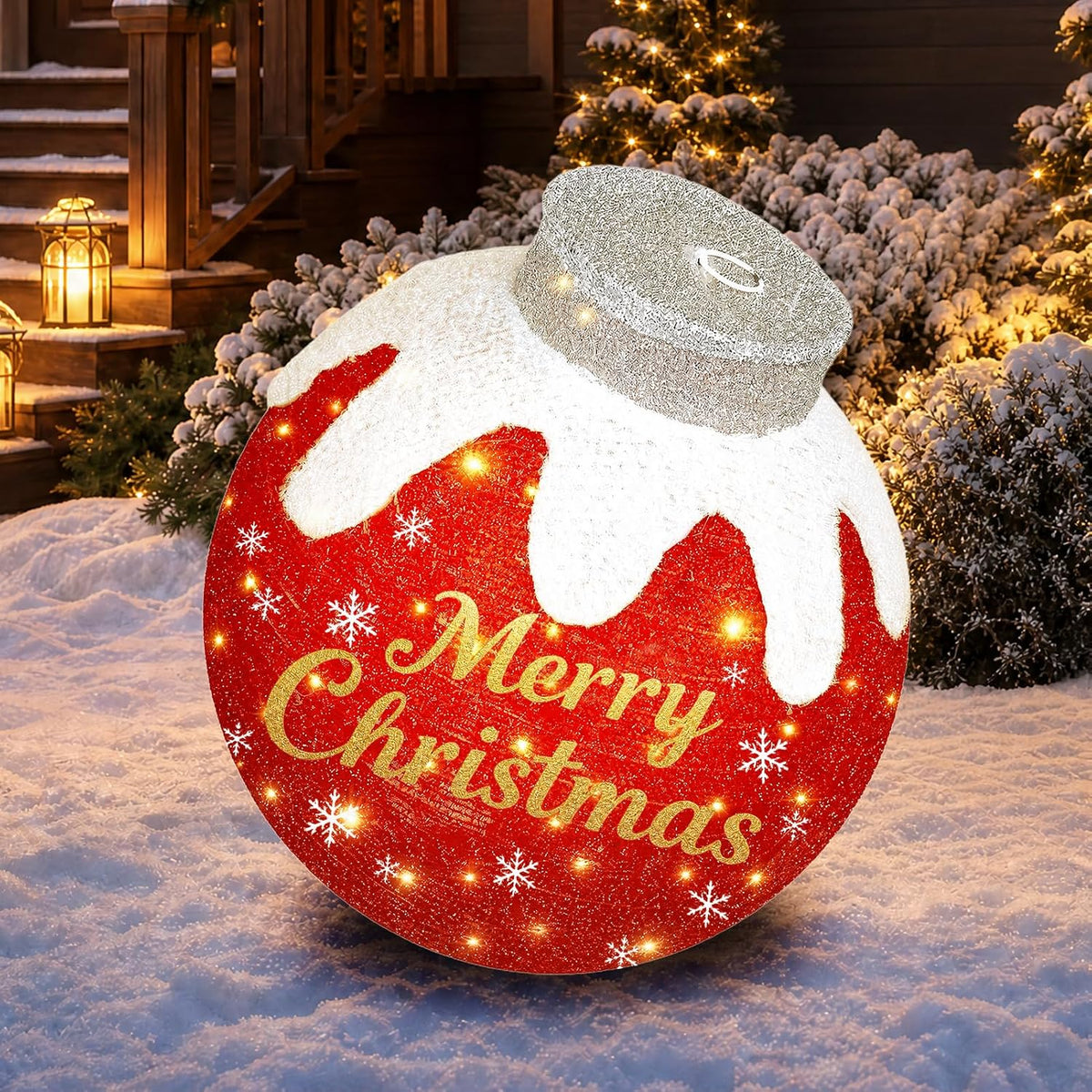 outdoor christmas ball ornaments, pop up lighted ball, main product view
