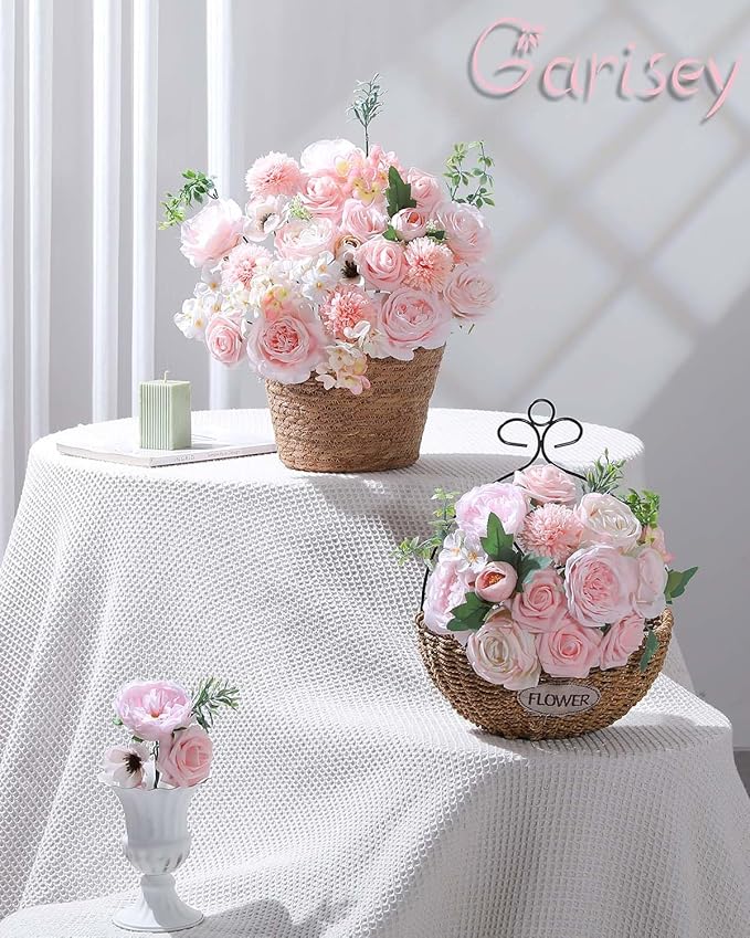 Artificial Flowers Combo for DIY Wedding Bouquets Combo Centerpieces Arrangements Party Bridal Baby Shower Home Decorations-Blush Pink