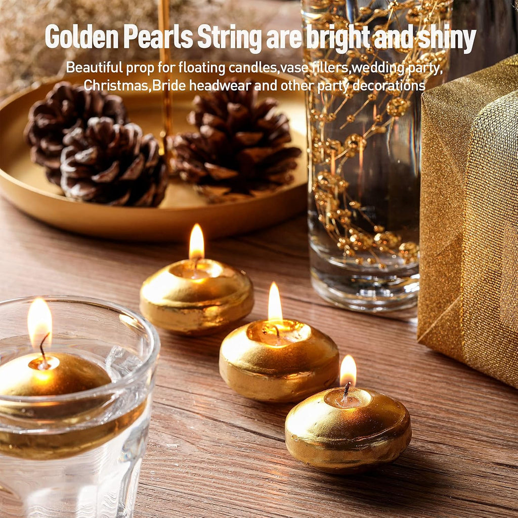 Nuanchu 12 Pack 1.65 Inch Floating Candles or Centerpiece Unscented Wax Burning Water Floating Candle Set for Cylinder Vase Wedding Party Gifts Pool Home Decor(Gold)