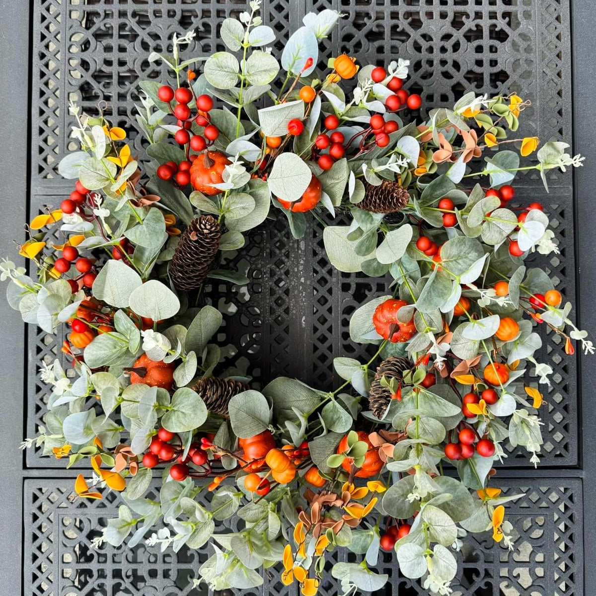 26" fall door wreath with long eucalyptus &, main product view