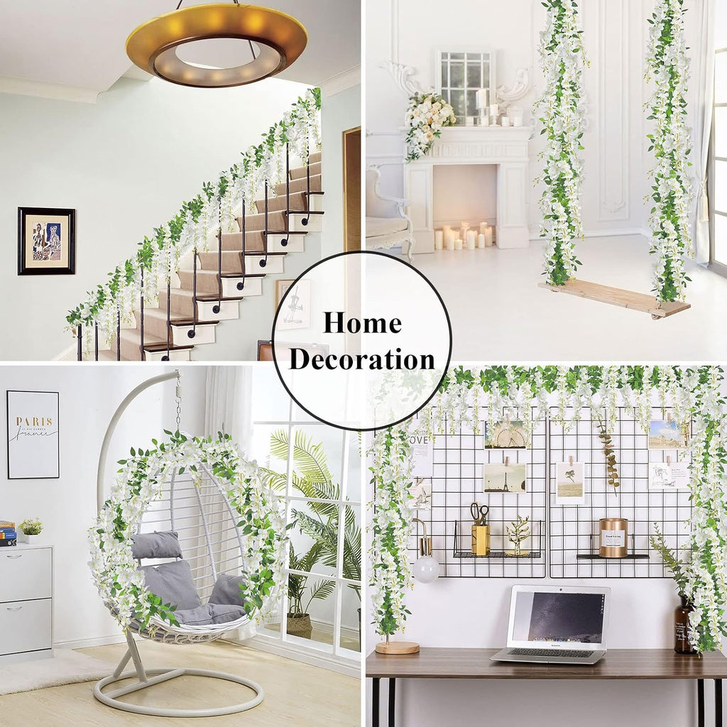 u'artlines 10pcs 7.2 ft/piece artificial wisteria garland white showing dimensions