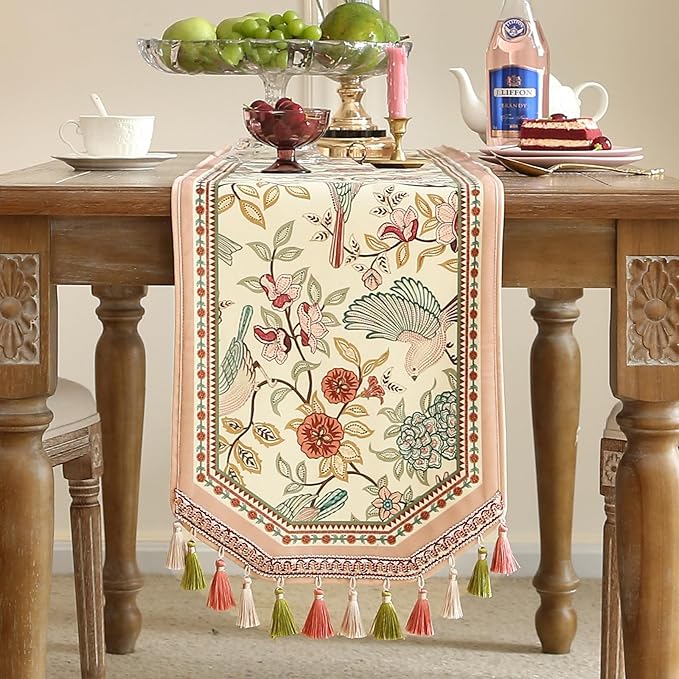 Velvet French Table Runner Farmhouse for Home Kitchen Dining Decor Parties Family Dinners Wedding 12"*118"