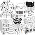 452 Pcs Music Themed Party Decorations for 50 Guests, Musical Notes Paper Plates Napkins Cups Tablecloth Cutlery Straws for Music Karaoke Birthday Wedding Baby Shower Party Supplies