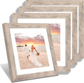 10x10 Picture Frame Set of 4 with High Definition Glass, Smoke Gray Frames Display 8x8 Picture with Mat or 10 x 10 Without Mat, Wood Square Photo Frame for Wall Mount and Tabletop Display