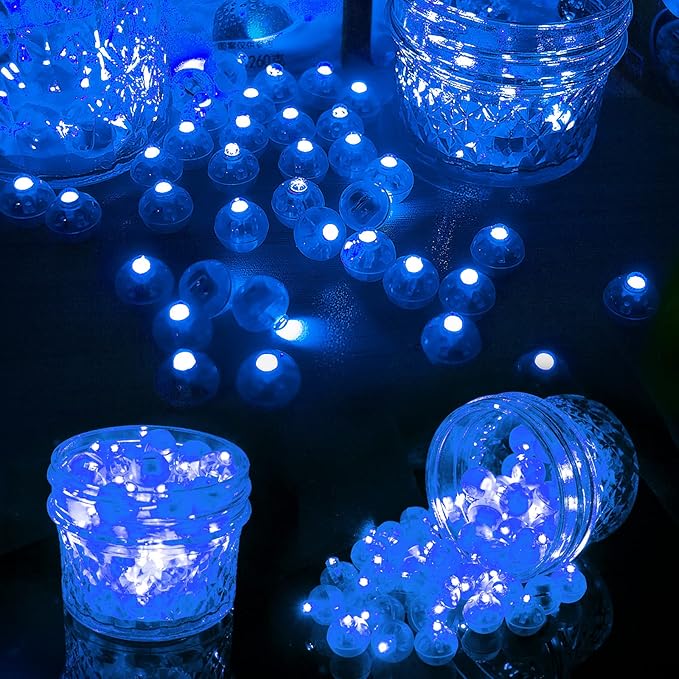 Aogist 200pcs Blue Balloon Light,Long Standby Time Waterproof Mini Ball Light,Round LED Flash Lamp for Paper Lantern Balloon Party,Wedding,Birthday,Festival,New Year and Christmas Decorative