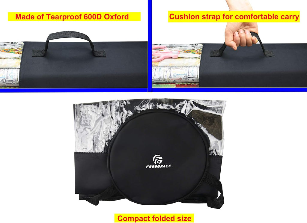 Freegrace Gift Wrap Organizer | Large 9" x 40.9" Wrapping Paper Rolls Storage Bag | Tearproof & Space Saving Under Bed Gift Bag Organization (Black)