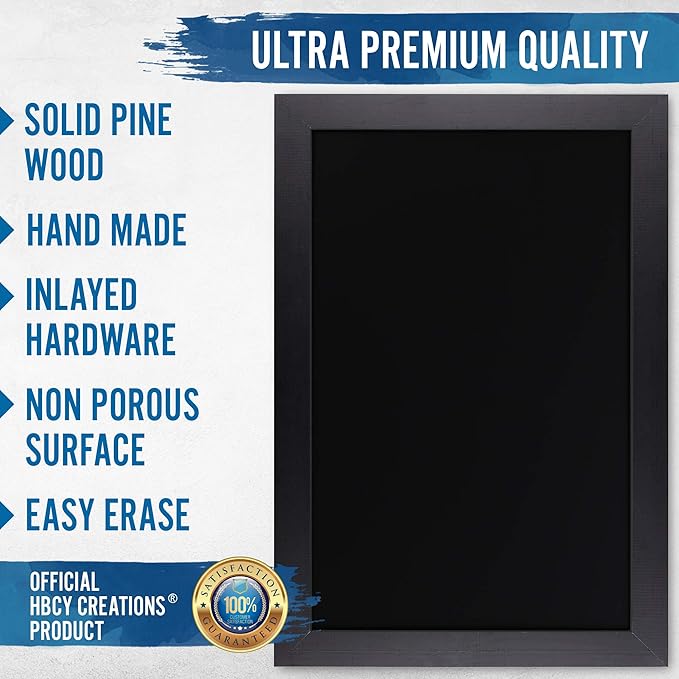 HBCY Creations Rustic Black Wooden Tabletop Chalkboard with Legs/Vintage Wedding Table Sign/Small Kitchen Countertop Memo Board/Antique Wooden Frame (12" x 17", 4- Black)