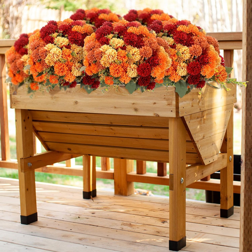 xunyee 12 pcs fall artificial flowers for outdoor showing dimensions