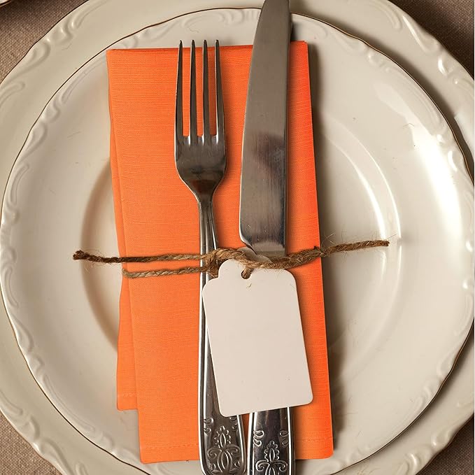 Urban Villa Cloth Napkins Halloween Dinner Napkins Solid Orange Color 20''x20'' (Set of 12) 100% Cotton Slub Absorbent Napkins Soft Durable Reusable Washable Ideal for Events Parties Everyday use