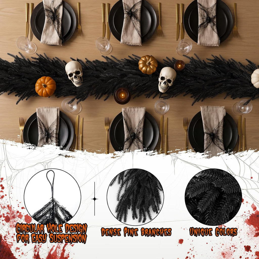 n&t nieting 9ft black garland artificial norfolk pine, close-up detail