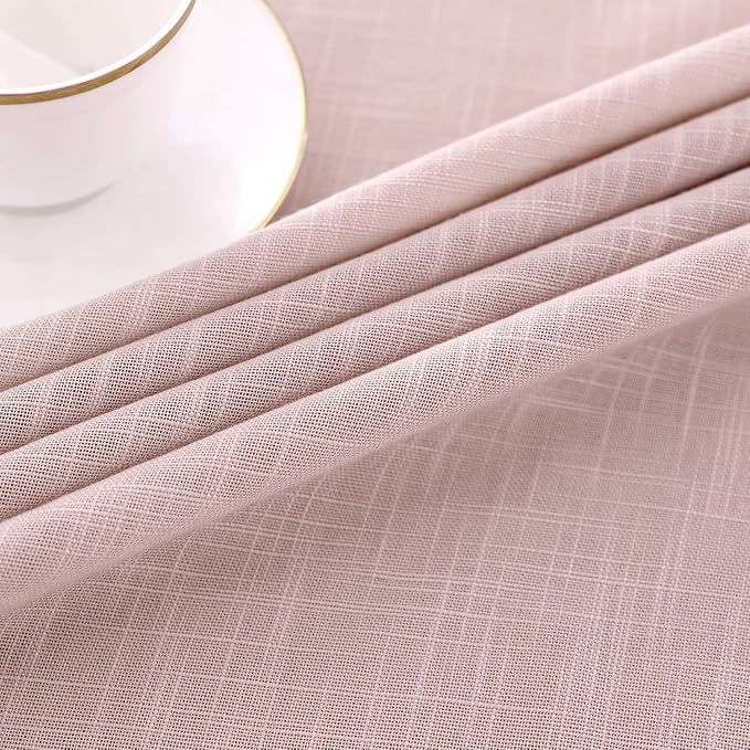 maxmill Lux Faux Linen Tablecloth with Slubby Yarn Textured Weaves Wrinkle Resistant Anti-Shrink Soft Table Cloth for Kitchen Dining Restaurant Tabletop for Event Holiday Dinner Round 70 Inch Blush