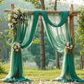 Wedding Arch Draping Fabric,2 Panels 18FT Emerald Green Sheer Chiffon Curtain Drapes 6 Yards for Wedding Ceremony Birthday Party Decoration