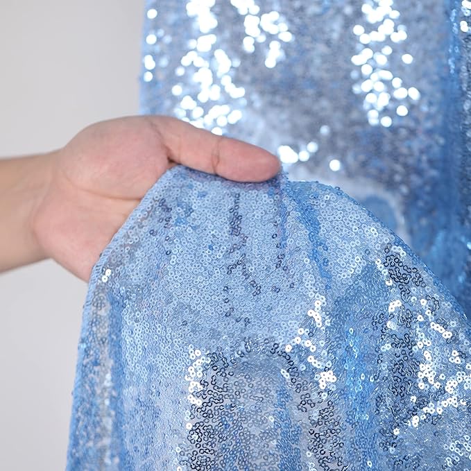 Baby Blue Sequin Backdrop 2 Panels 2FTx8FT Party Backdrop Curtains Glitter Birthday Bridal Curtains Sparkle Photo Backdrop
