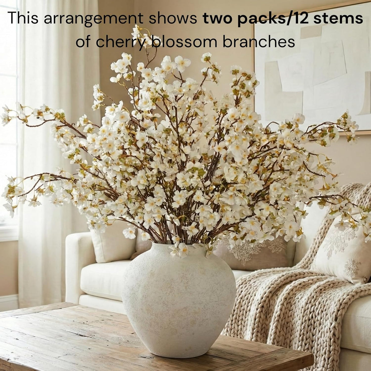 white cherry blossom branches – 6 pcs 33.5", package contents